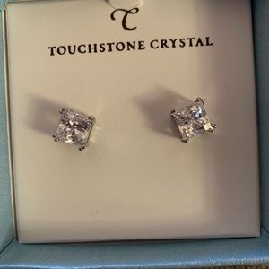 Silver touchstone earrings